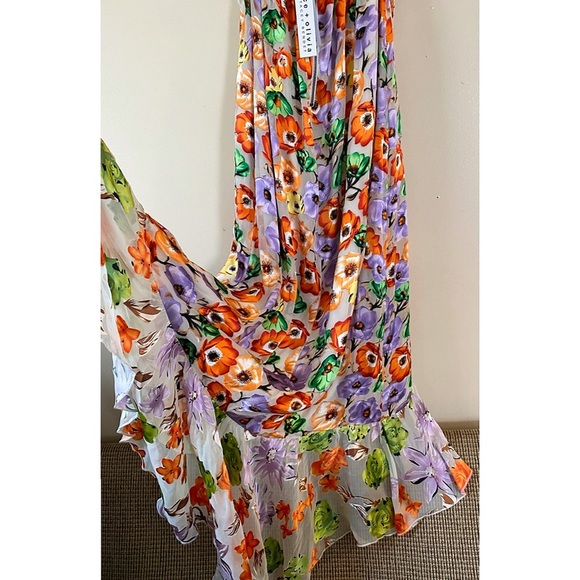 Alice + Olivia Evelia Floral Tie Waist Silk Blend Maxi Dress - Picture 8 of 16